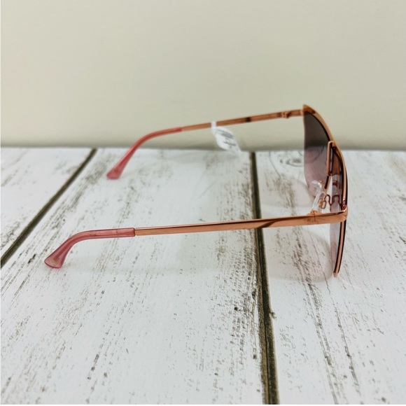 Jessica Simpson Rose Gold Metal Frame Square Shield Sunglasses Eyewear J6100 - Picture 4 of 14